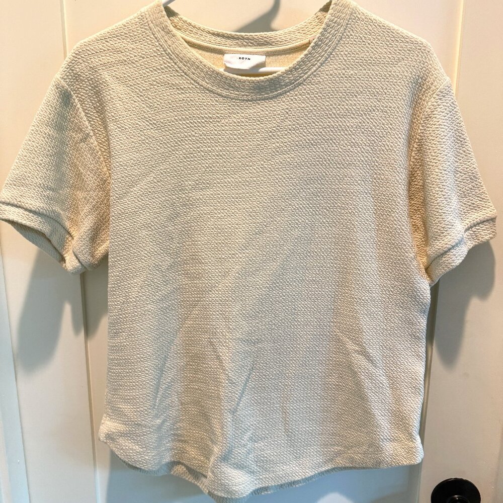 KOTN Textured Off-White Short-Sleeve Top, Size Medium